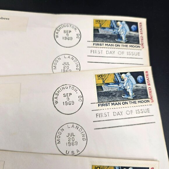 1969 First Day Of Issue Moon Landing Covers With 10¢ Postage Stamp Lot LI3020 - Picture 2 of 10